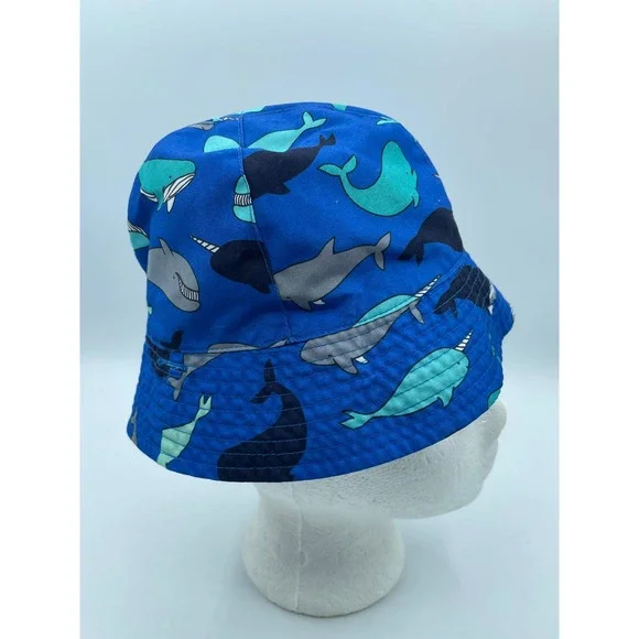 Cat and Jack Kids Bucket Hat Blue Whale Narwhal Print 12-18 Months - Picture 4 of 6